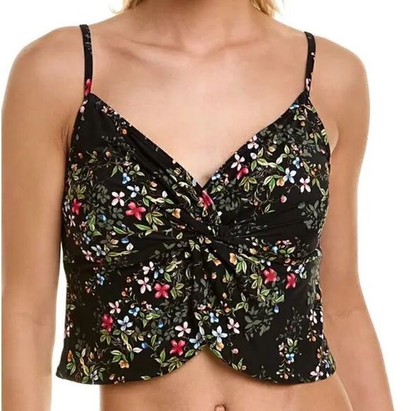 VINCE CAMUTO Women's Knotted Cropped Tankini Top, swimsuit black size S,… - Picture 2 of 12